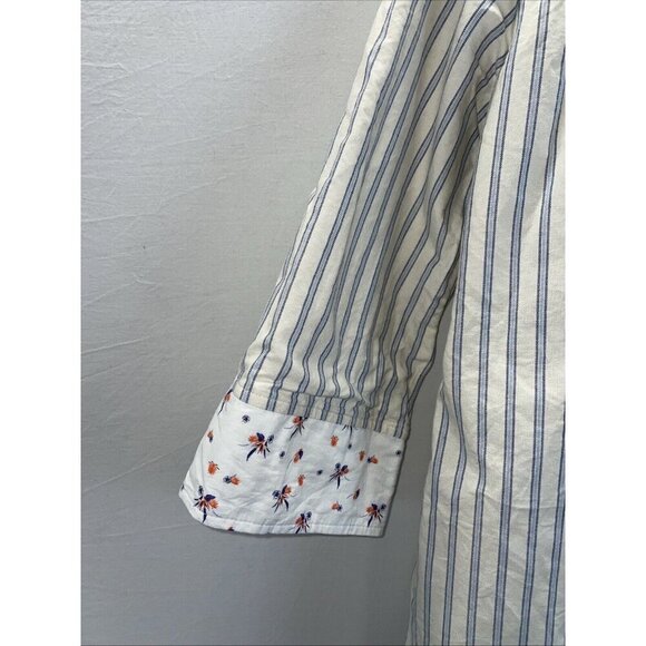 BURU x Brooklyn reversible Car Coat Blue ticking Ditsy Floral size S/XS designer - Picture 2 of 12